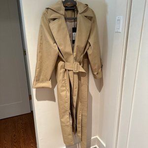 Jenni Kayne Belted Rain Long Coat Jacket Khaki with Hood